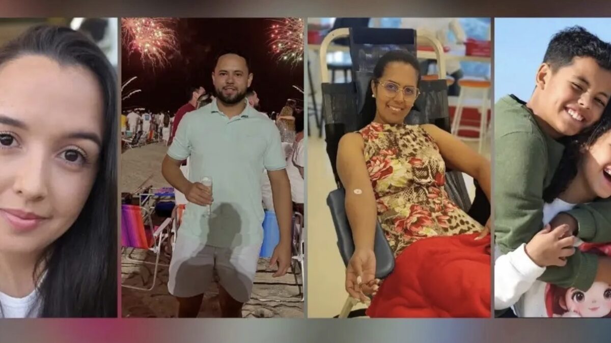 Montagem com fotos das quatro vítimas do acidente na BR-470, em Lontras